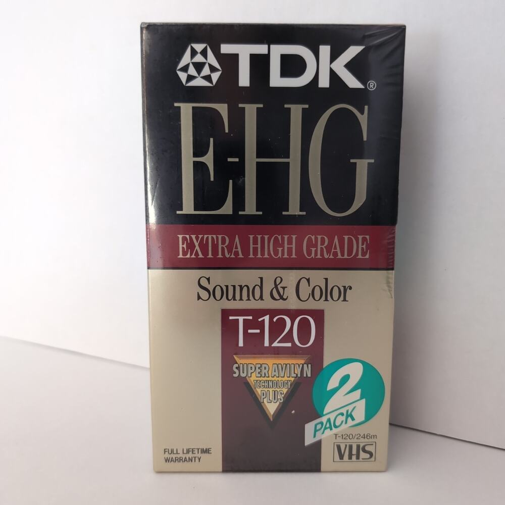 2 Pack TDK E-HG Extra High Grade T-120 VHS Tape Blanks Sealed New